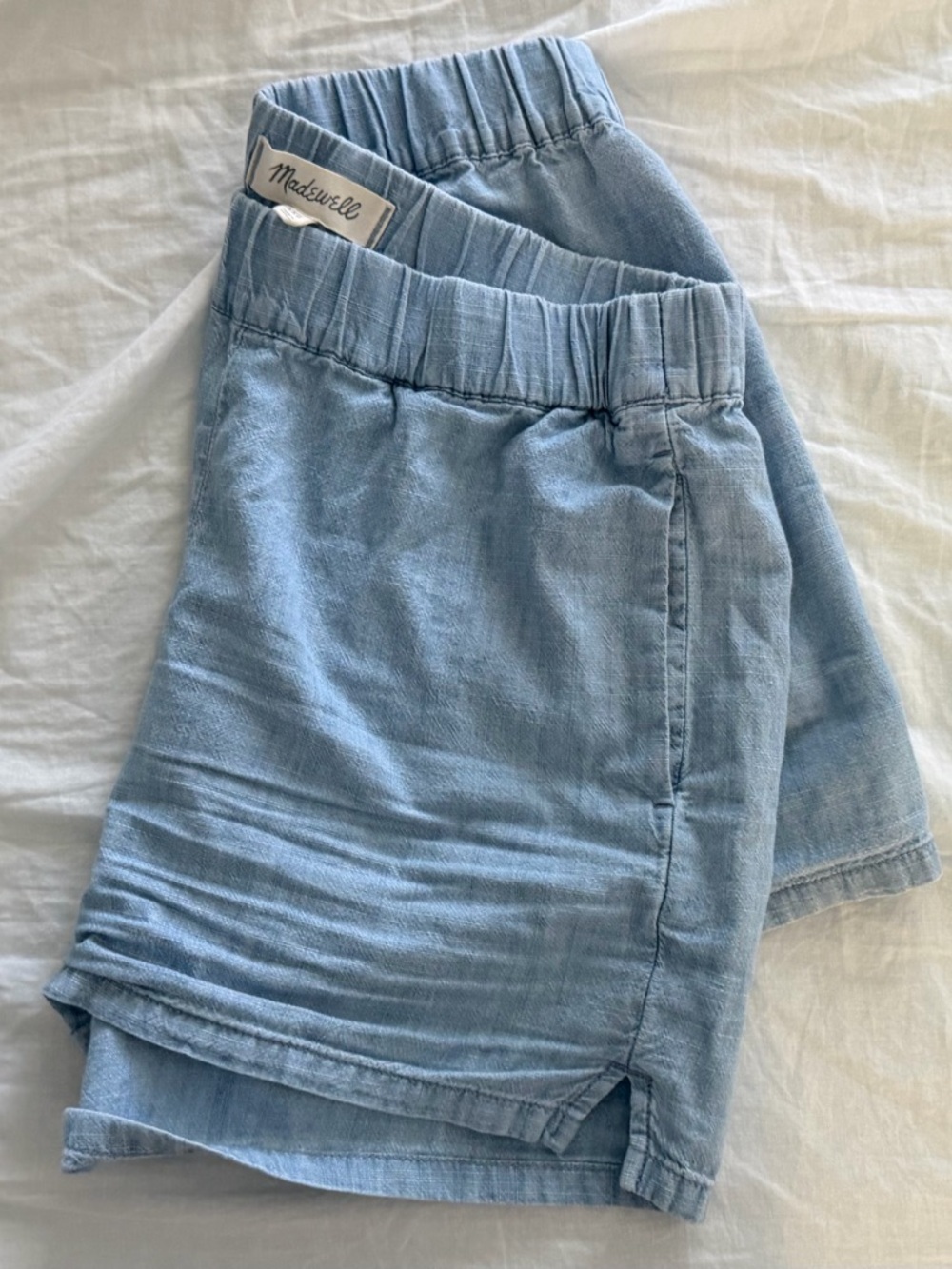 Madewell Pale Blue Elastic Pull-On Shorts